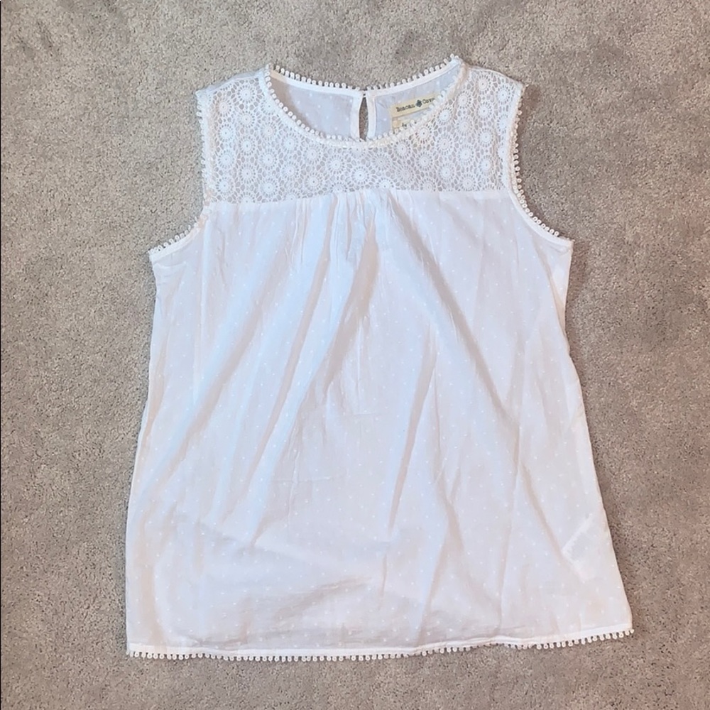 White Lace Sleeveless Blouse